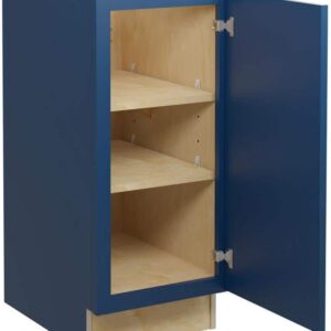 Home Decorators Collection Grayson Mythic Blue Painted Plywood Shaker Assembled Base Kitchen Cabinet Soft Close 15 in W x 24 in D x 34.5 in H