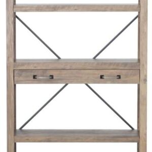 SAINT BIRCH Honduras 33 in. Wide Rustic Oak 4-Shelf Standard Bookcase