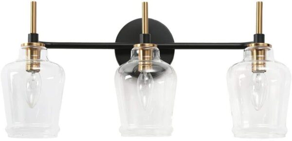 Zevni 20.5 in. 3-Light Black Bathroom Vanity Light