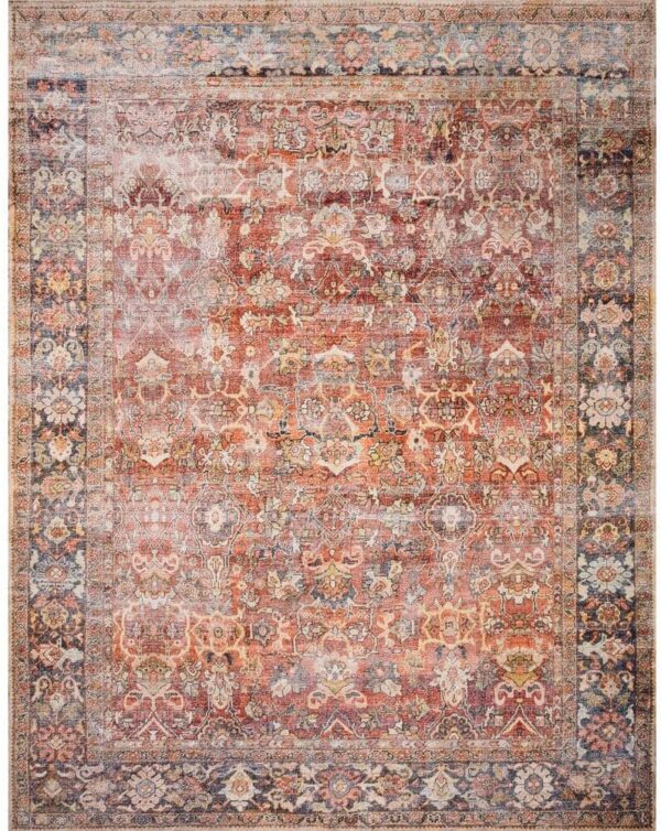 LOLOI II Layla Spice/Marine 2 ft. x 5 ft. Distressed Bohemian Printed Area Rug