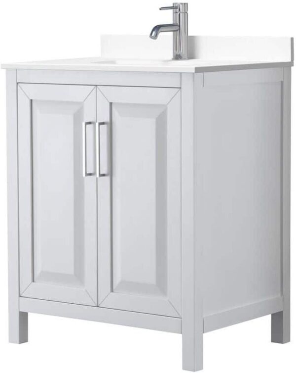 Wyndham Collection Daria 30 in. W x 22 in. D Single Vanity in White with Cultured Marble Vanity Top in White with White Basin