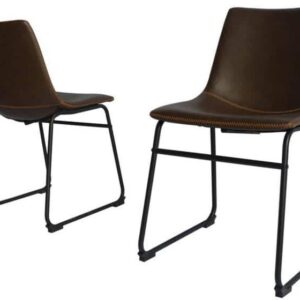 Best Quality Furniture Clarence Coffee Color Faux Leather Side Chairs With Black Metal Frame (Set of 2)