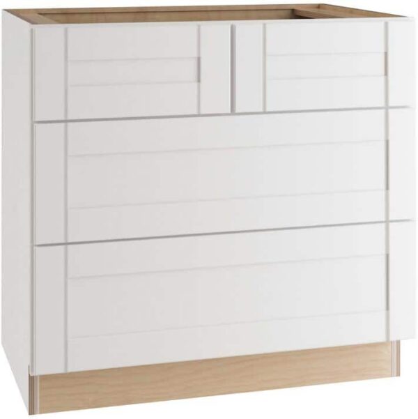 Home Decorators Collection Washington Vesper White Plywood Shaker Assembled 4-Drawer Base Kitchen Cabinet Soft Close 36 in.W x 24 in.D x 34.5 in.H