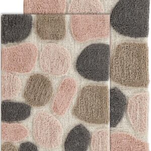 Chesapeake Merchandising Pebbles Rose Cloud 24 in. x 40 in. Cotton 2-Piece Bath Rug Set