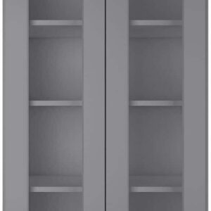 HOMEIBRO 24 in. W X 12 in. D X 42 in. H in Shaker Gray Plywood Ready to Assemble Wall Kitchen Cabinet with 2-Doors 3-Shelves