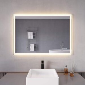 ANZZI 40 in. W x 28 in. H Rectangular Frameless LED Front/Back Lighting Wall Mounted Bathroom Vanity Mirror with Defogger