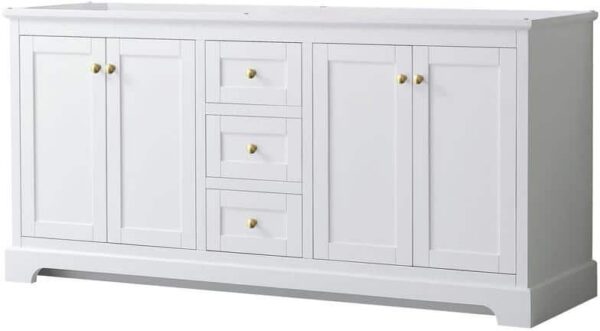 Wyndham Collection Avery 71 in. W x 21.75 in. D x 34.25 in. H Bath Vanity Cabinet without Top in White